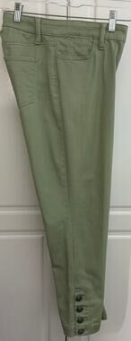 Talbots Flawless Five Pocket Cropped Jeans w/ Button Detail Sage Green Size 6P